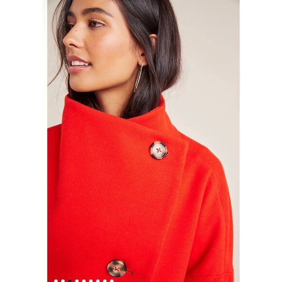 Anthropologie Sascha Asymmetrical Jacket Bright Red Size Medium - Picture 4 of 13